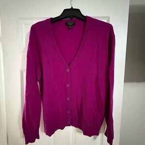 Charter Club Fuchsia V-Neck Cashmere Cardigan Sweater